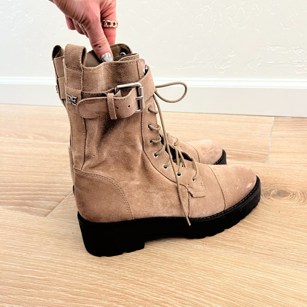 NEW Sam Edelman Suede Leather Lug Sole Buckle Combat Boot - Picture 5 of 10